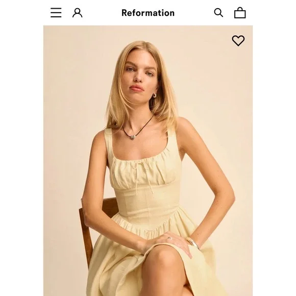NEW Reformation Balia Linen Midi Dress in Parmesan Light YellowUS 8 UK 12 NEW Reformation Balia Linen Midi Dress in Parmesan Light YellowUS 8 UK 12